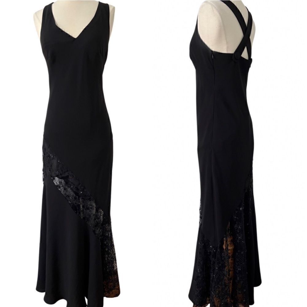 Handmade One of a Kind Vintage 80s / 90s Lace Mermaid Fluted Criss Cross Gown